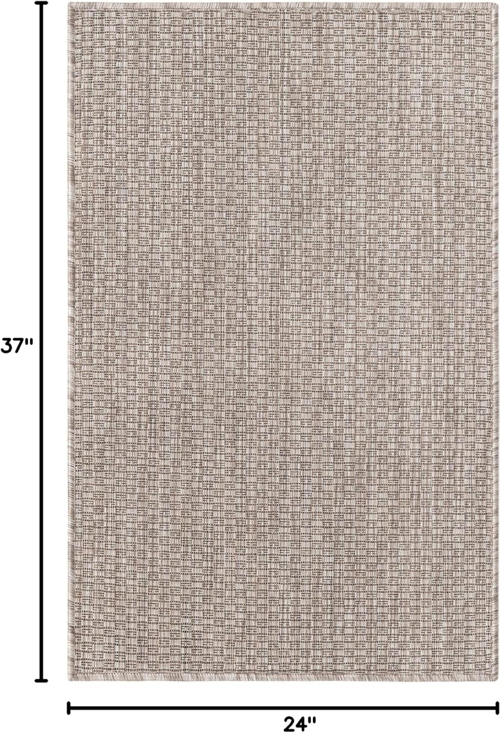 Unique Loom Collection Casual Transitional Solid Heathered Indoor/Outdoor Flatweave Area Rug (2' x 3' 1" Rectangle, Beige/Ivory)