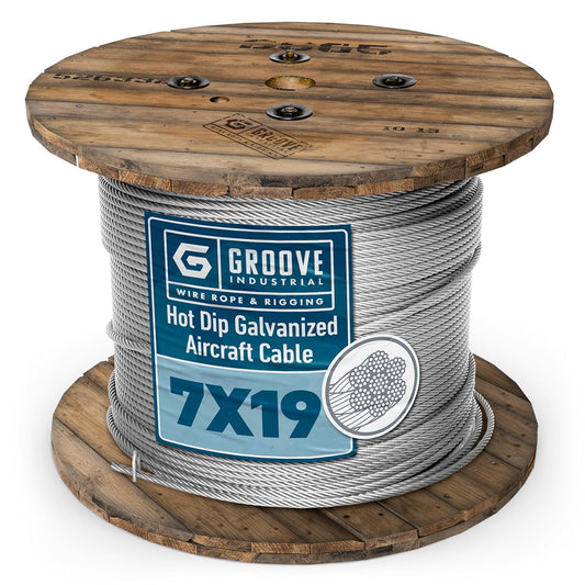 1/8’’ 7x19 Hot Dip Galvanized Aircraft Cable – Steel Wire Rope - 250 Feet