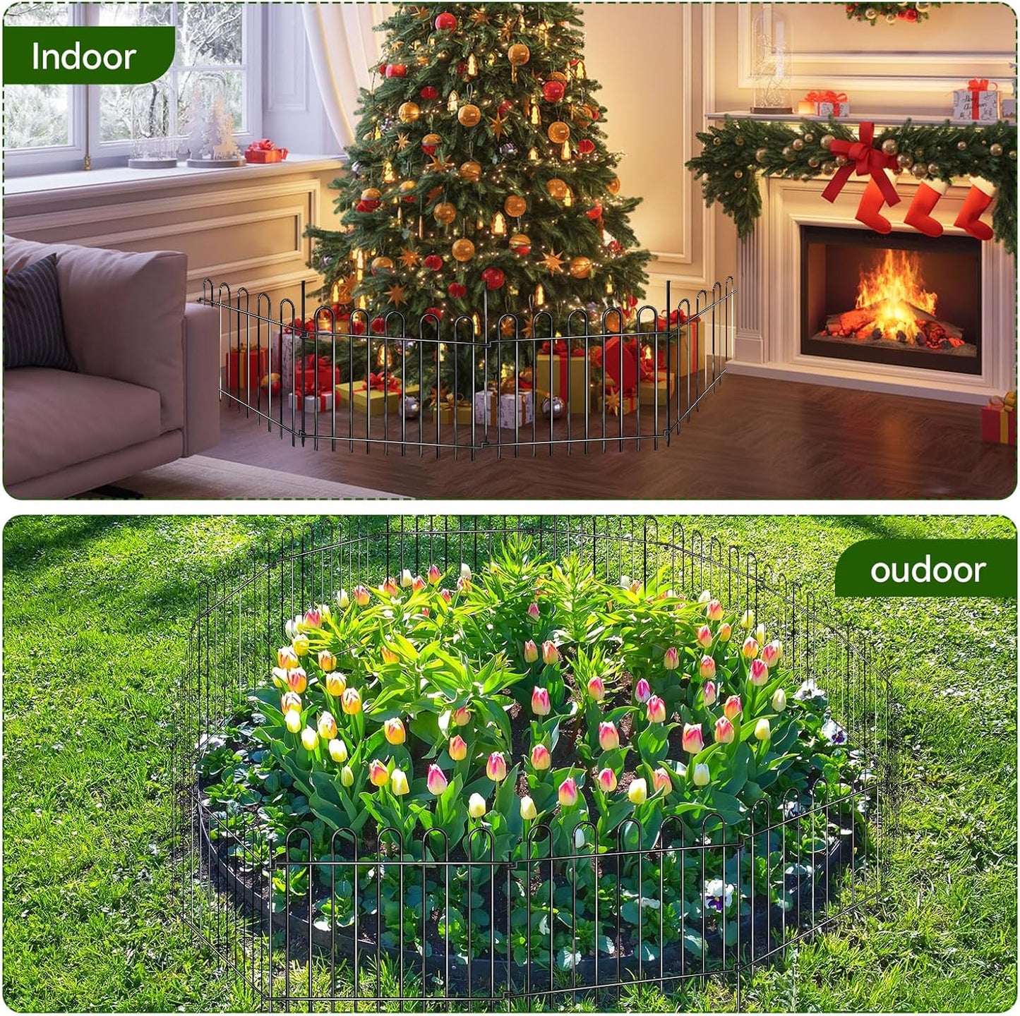 26 Panels Decorative Garden Fence, 37ft X 20in Rustproof Metal Animal Barrier Fence, No Dig Fence Garden Fence, Arched Flower Bed Edging Ornamental Wire Border Fencing for Outdoor Yard, Patio Decor