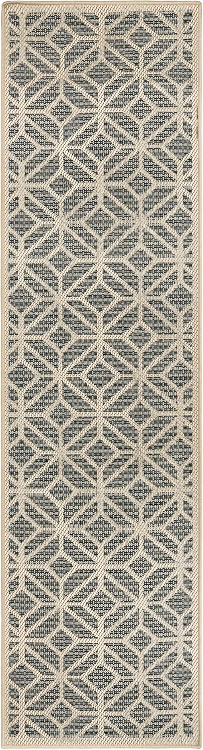 Rugshop Contemporary Geometric Indoor/Outdoor Runner Rug 2' 3" X 12' Blue