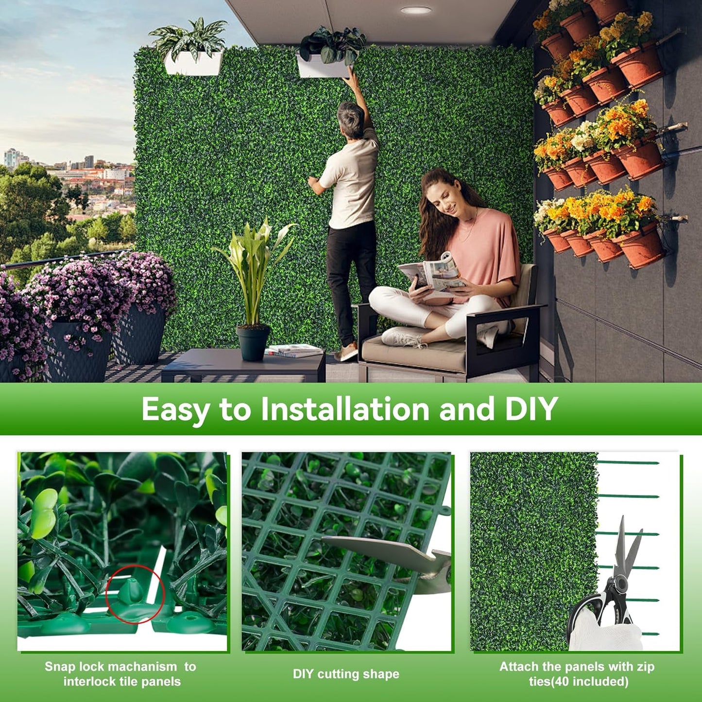 Artificial Boxwood Roll,71x144 in(72 sqft) UV-Anti Faux Ivy Grass Wall Backdrop for Balcony Privacy, Fake Grennery Wall Decor for Garden, Patio, Backyard