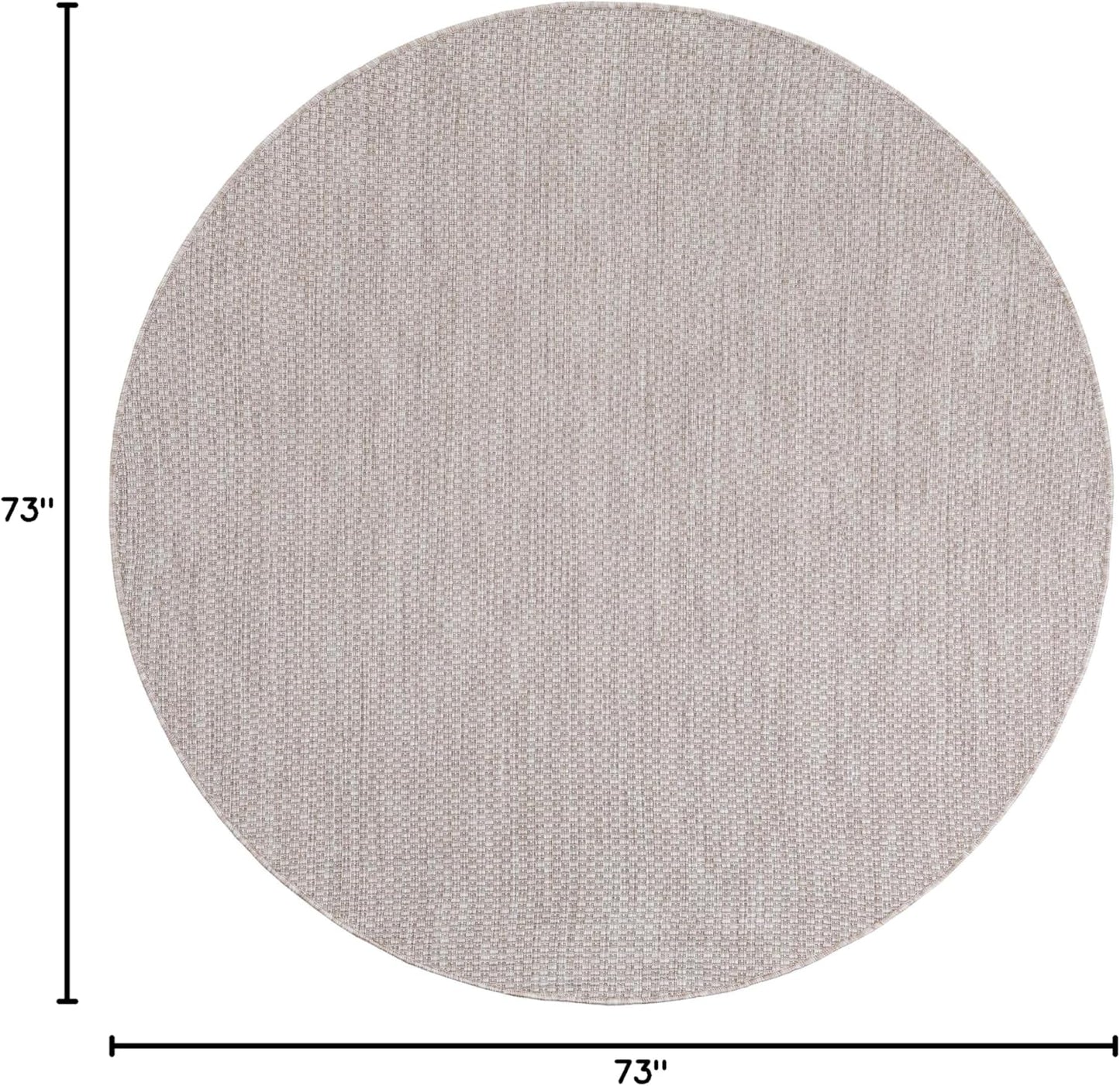 Unique Loom Outdoor Solid Collection Area Rug (6' 1" Round Beige/Ivory)