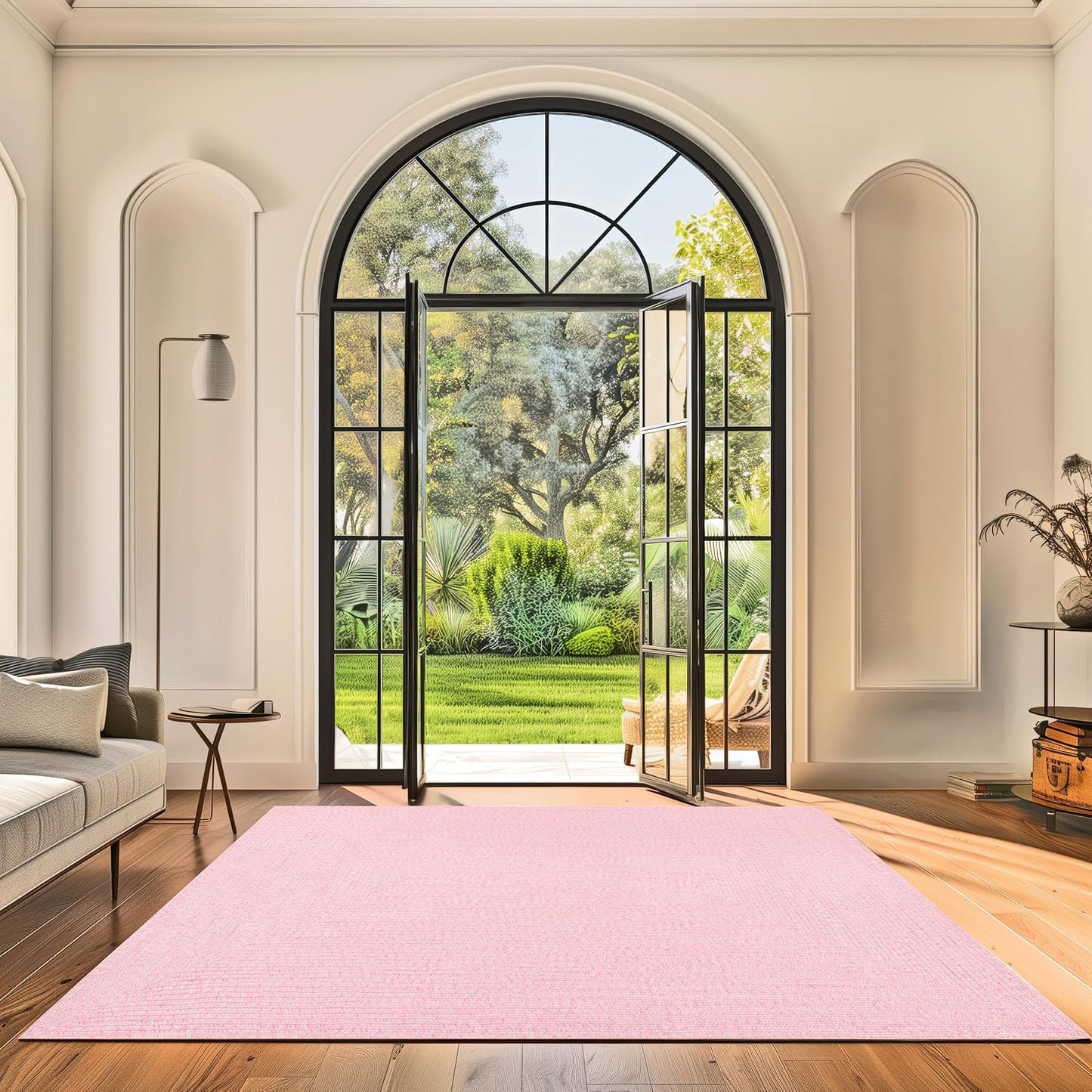 nuLOOM 2' x 8' Solid Hand Braided Indoor/Outdoor Area Rug, Pet-Friendly, High Traffic, Weather Resistant, for Patio, Balcony, Bedroom, Living, Dining Room, Wynn Pink