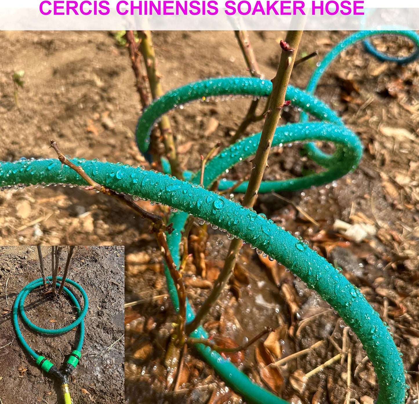 3/8” Soaker Hose 100 ft/Upgraded Rubber Hose Save 70% Water/Flexible Durable Garden Hose Quick Connect Fittings with Brass Ends/Ideal for Lawns,Trees,Vegetables,Gardens & Flower Beds