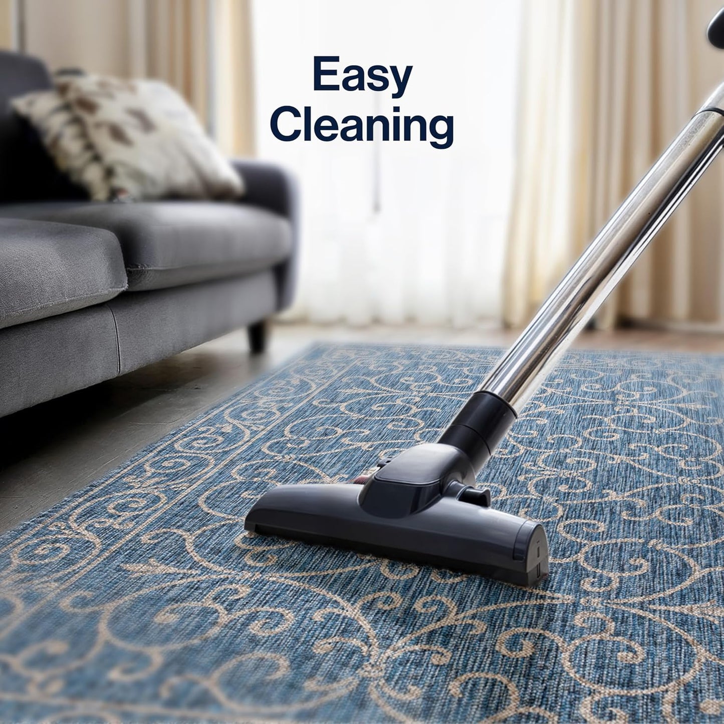 JONATHAN Y SMB106D-4 Charleston Vintage Filigree Textured Weave Indoor/Outdoor Navy/Gray 4 ft. x 6 ft. Area Rug, Classic,Easy-Cleaning,HighTraffic,LivingRoom,Backyard, Non Shedding