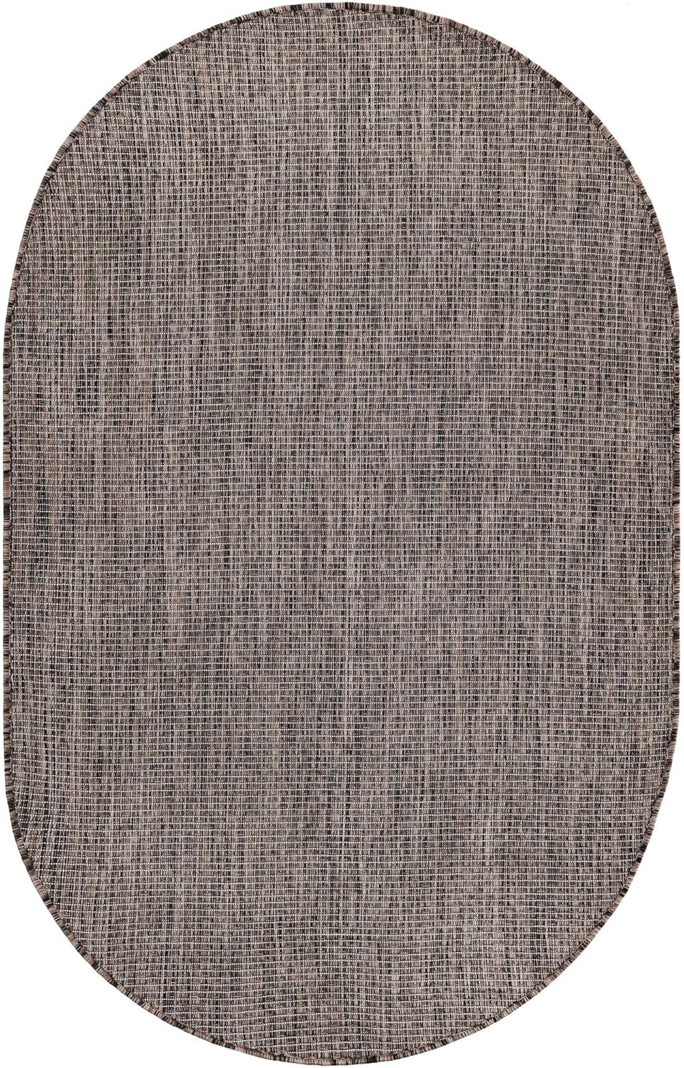 Unique Loom Outdoor Solid Collection Area Rug (3' 3" x 5' 3" Oval Light Brown/Ivory)