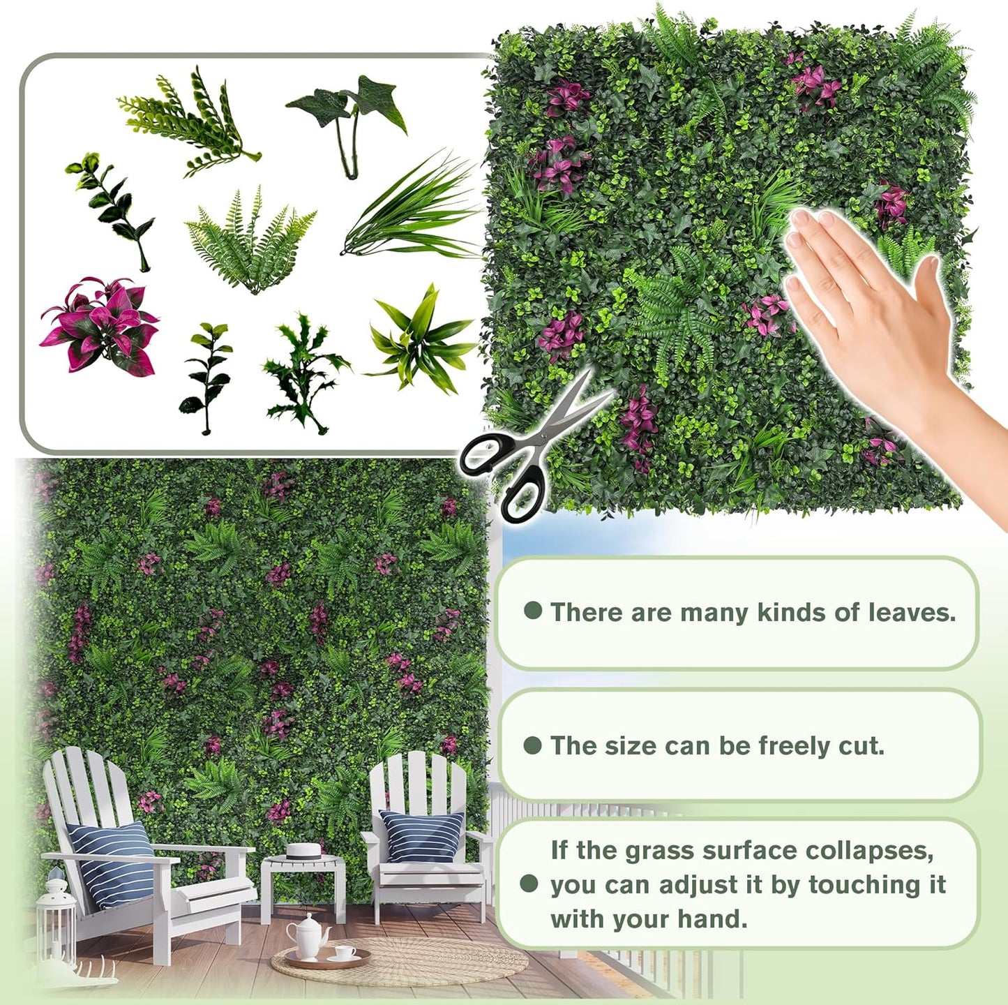 Greenery Grass Wall Boxwood Plant Roll: 48"x128"(43 SQFT) with UV Resistant Green Leaves Faux for Interior Wall, Greenery Backdrop,Garden and Indoor Outdoor Wall Panel Covering Privacy