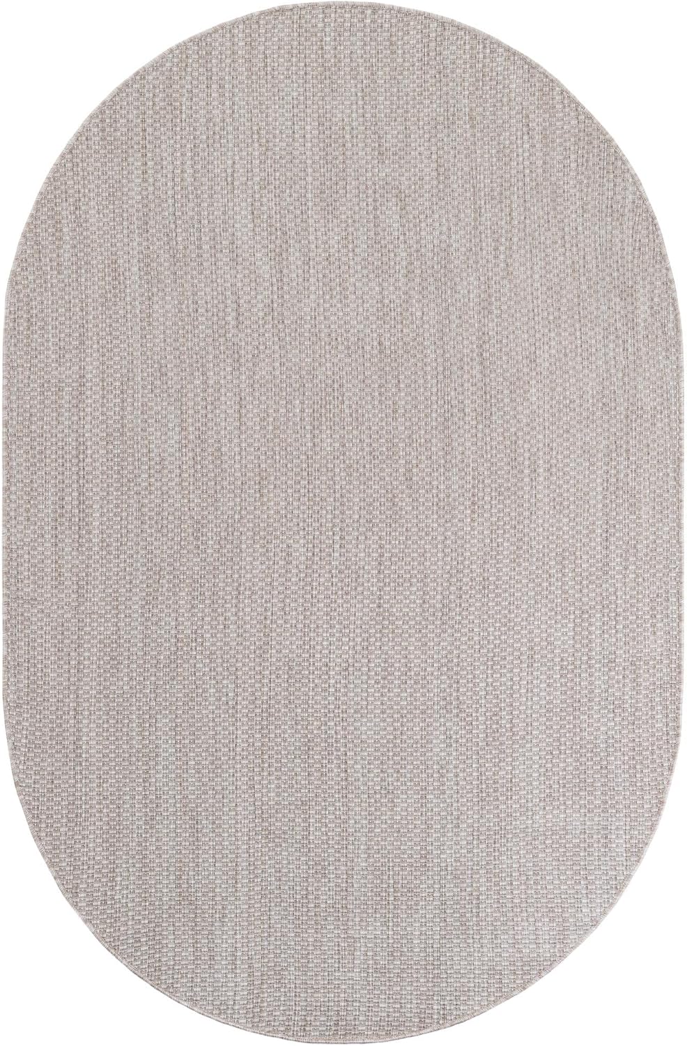 Unique Loom Outdoor Solid Collection Area Rug (5' 3" x 8' Oval Beige/Ivory)