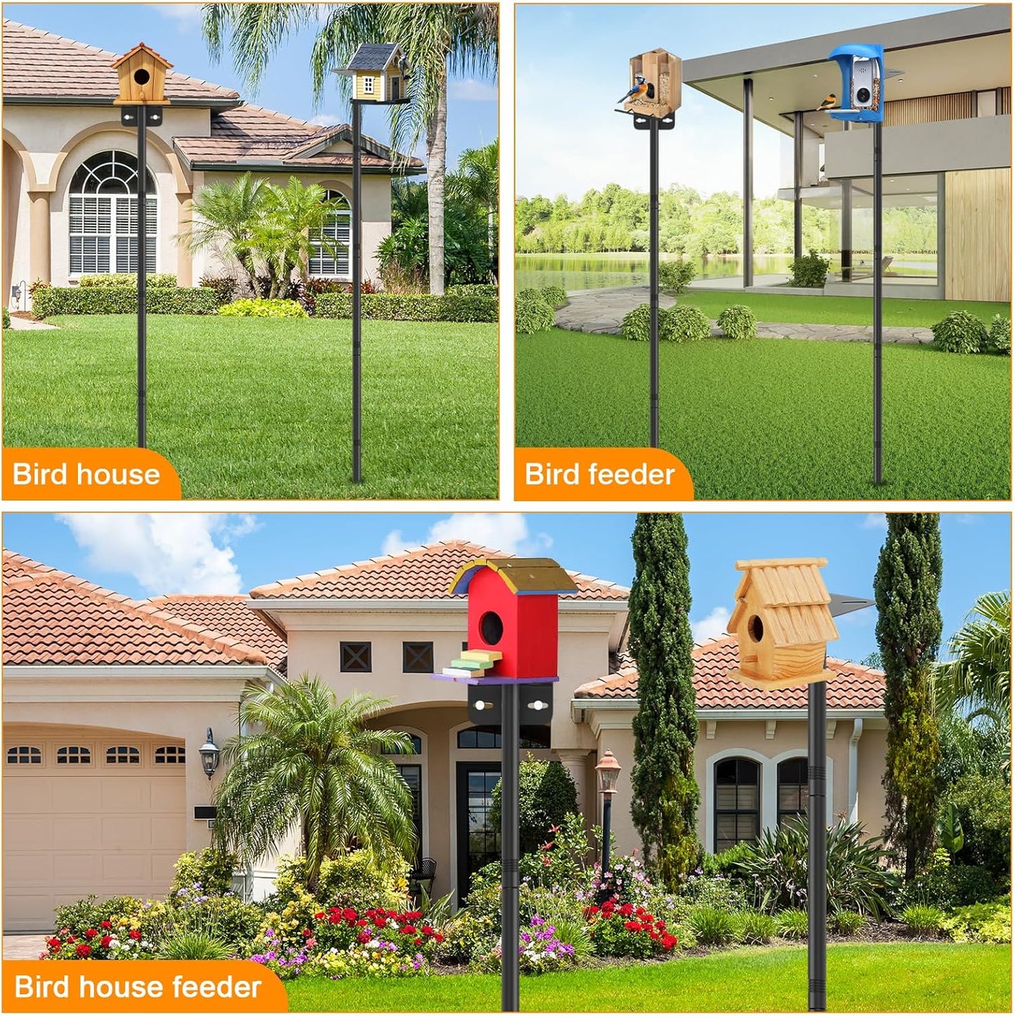2 Pack 80 Inch Adjustable Bird Feeder Pole,Bird House Pole Suitable for Feeders & Birdhouse,Weather Station,Heavy-Duty Rustproof Design,Enhance Outdoor Decor & Birdwatching Experience