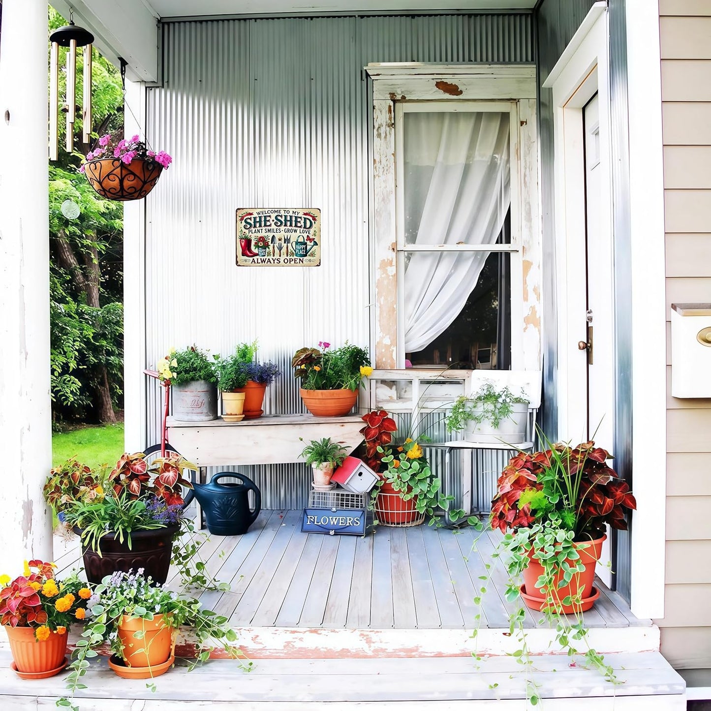 Bestylez Garden Gifts Welcome to My She ShedVintage Gardening Signs for Home Garden Greenhouse Living Room Bedroom Yard Outdoor Decor 8X12 Inch (3372)