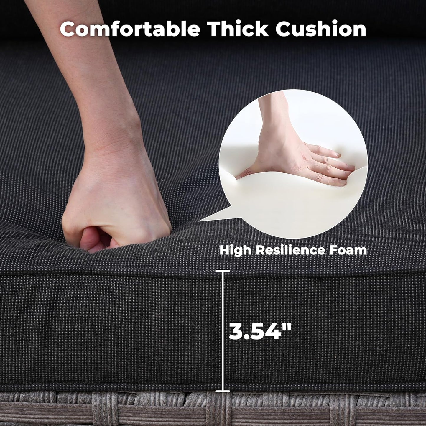 ovios 6 Pieces Patio Furniture Set, Outdoor Wicker Sectional Sofa with Glass Table Comfy Cushions, Modern Modular Deep Seat Couch Rattan Conversation Set, Black