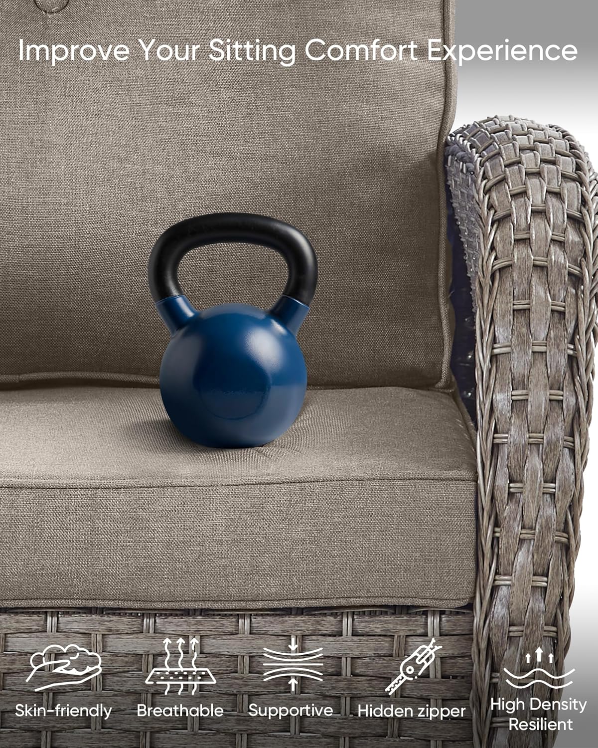 HUMMUH 3 Piece Outdoor Rocking Chairs Bistro Set-All Weather Wicker Outdoor Swivel Chairs Set of 2 with Side Table Small Patio Furniture Set for Deck Lawn Porch Balcony Poolside-Grey/Grey