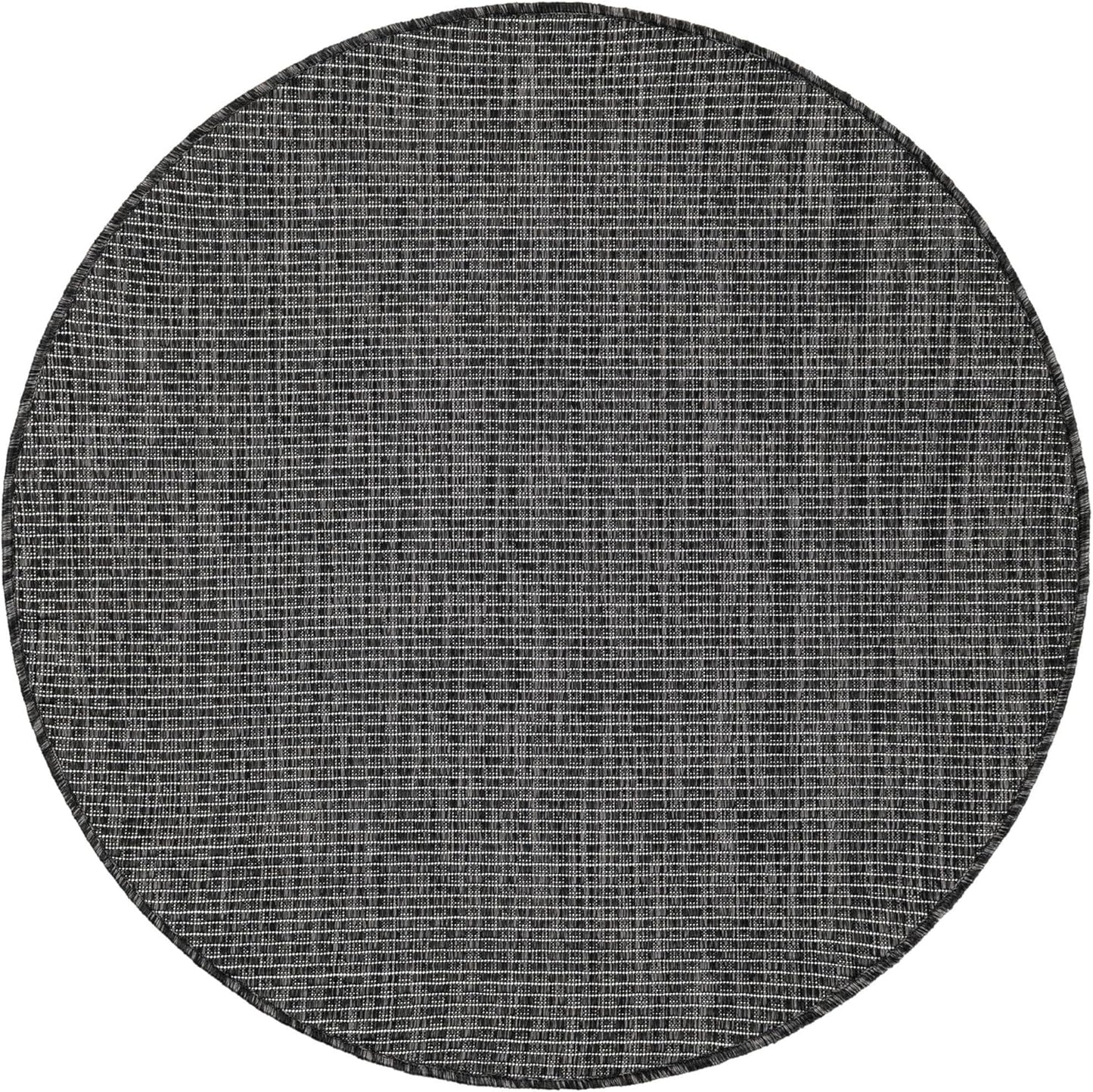 Unique Loom Outdoor Solid Collection Area Rug (3' 3" Round Black/Ivory)