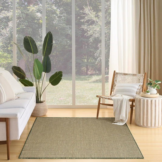 Nourison Home Courtyard Green 4' x 6' Area Rug - Easy Clean, Non Shedding, Bed Room, Living Room, Dining Room, Kitchen (4' x 6')