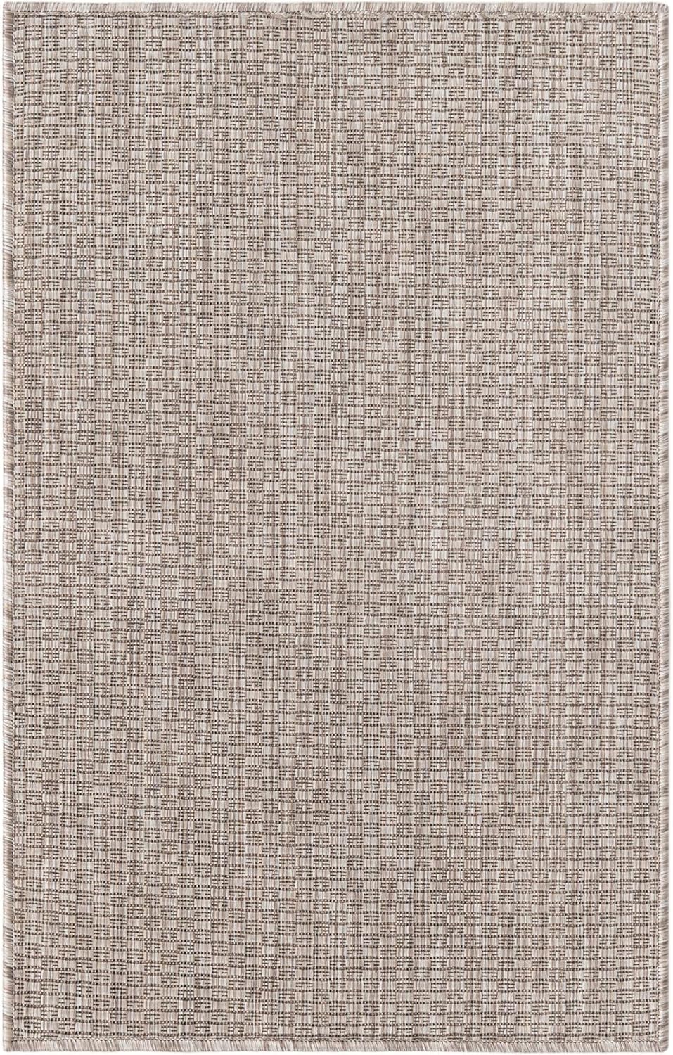 Unique Loom Collection Casual Transitional Solid Heathered Indoor/Outdoor Flatweave Area Rug (2' x 3' 1" Rectangle, Beige/Ivory)