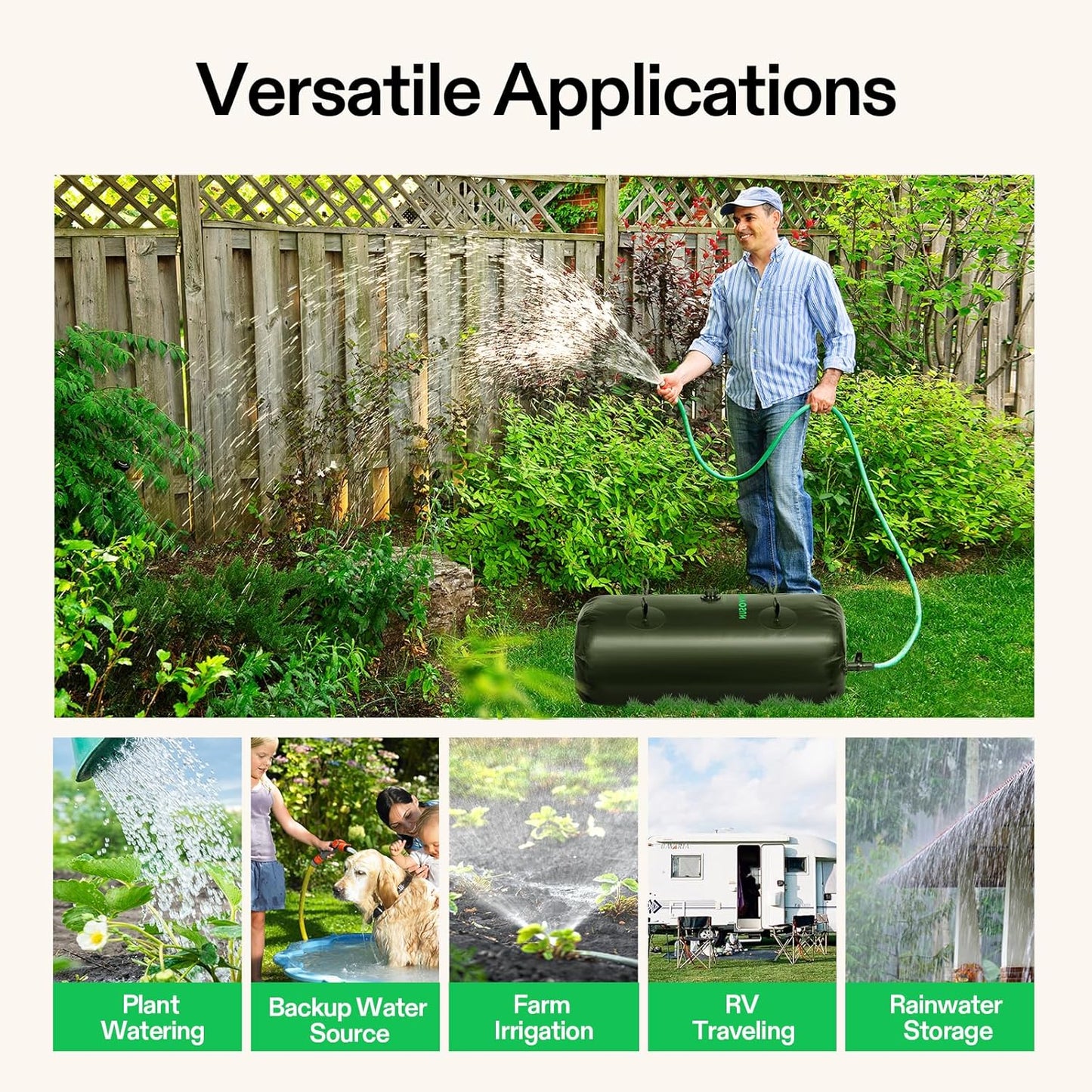 VIVOSUN 400 L/106 Gal Water Bladder, Foldable and Portable Water Storage Bag for RV, Camping, Garden Watering, Agricultural Irrigation, Drought Resistance, Firefighting