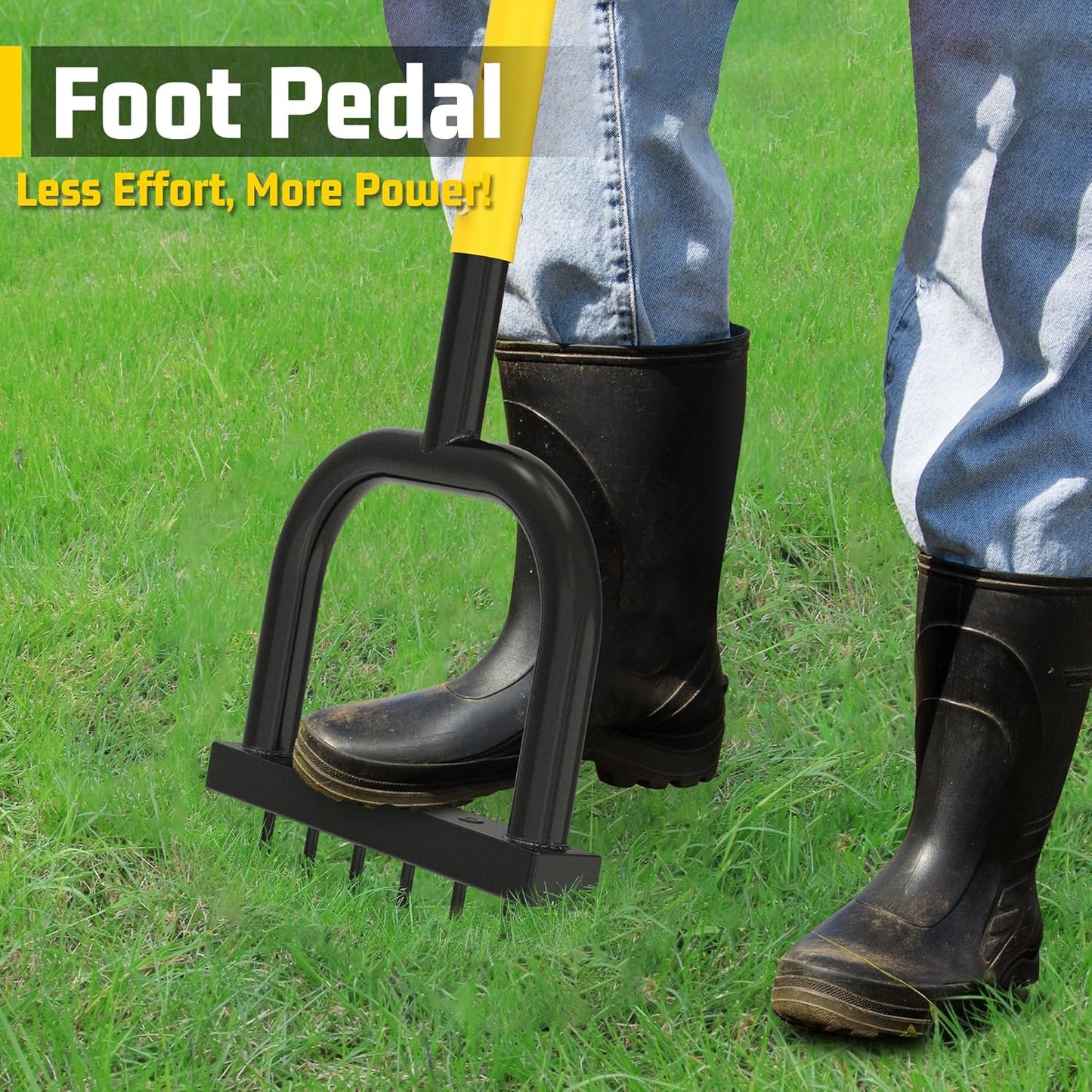 Lawn Aerator Tool, Lawn Aerator with six 6mm Extra-Large Spikes, Clears Leaves and Dirt, Metal Hand Aerator for loosening Soil, aerates Patio and Garden