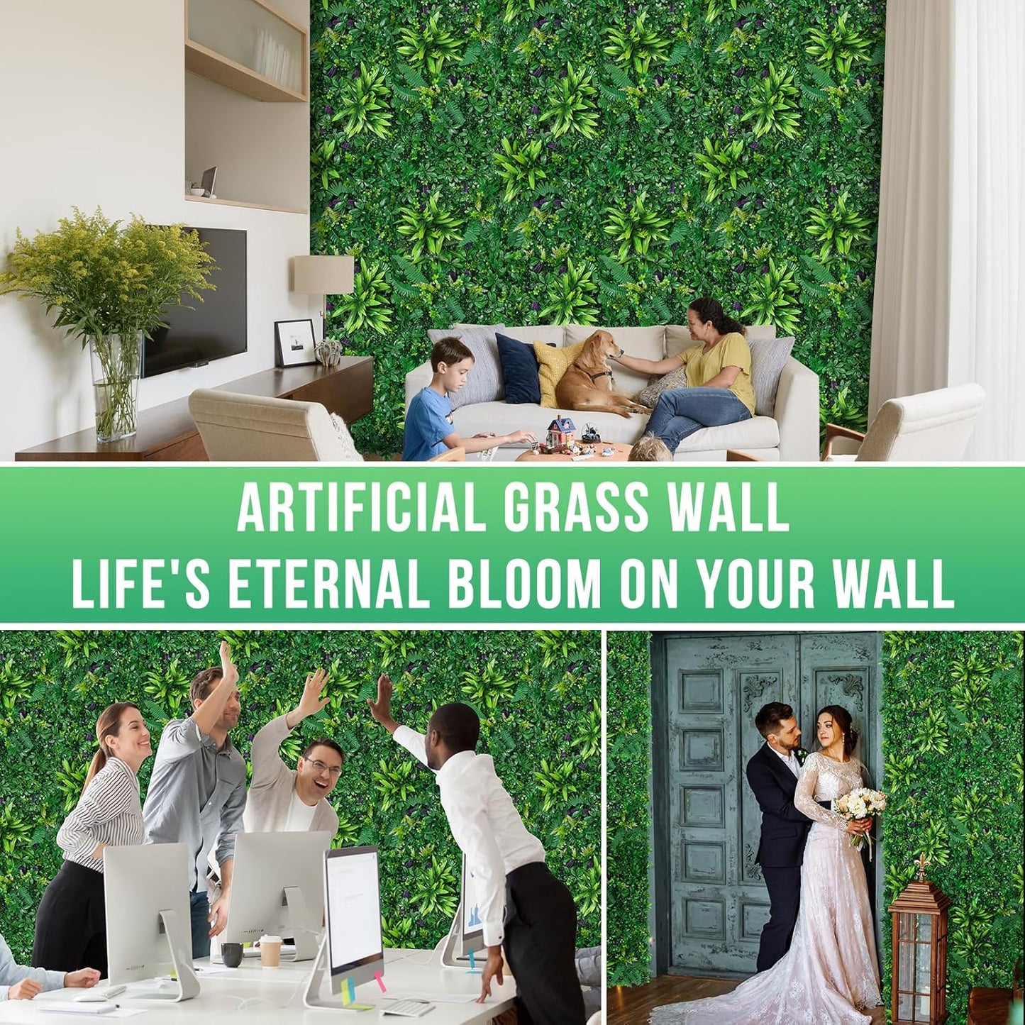 Artificial Boxwood Panels, Grass Wall Panels 20"x20"(12pcs), Privacy Hedge Fence Screen with UV Protection, Fake Greenery Backdrop for Indoor Wedding and Outdoor Garden Backyard