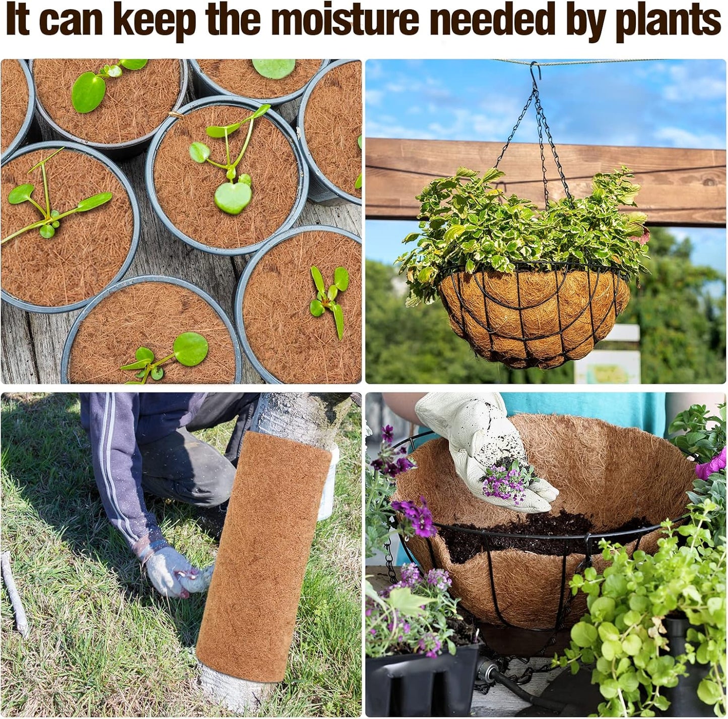 Sawysine 2 Rolls 16 x 118 Inch Coir Liner Roll Coconut Fiber Mat Natural Coconut Coir Liner Sheets Plant Potting Mat for Garden Decor Planters Flower Window Box Basket Animal Pet Pad Reptile Carpet