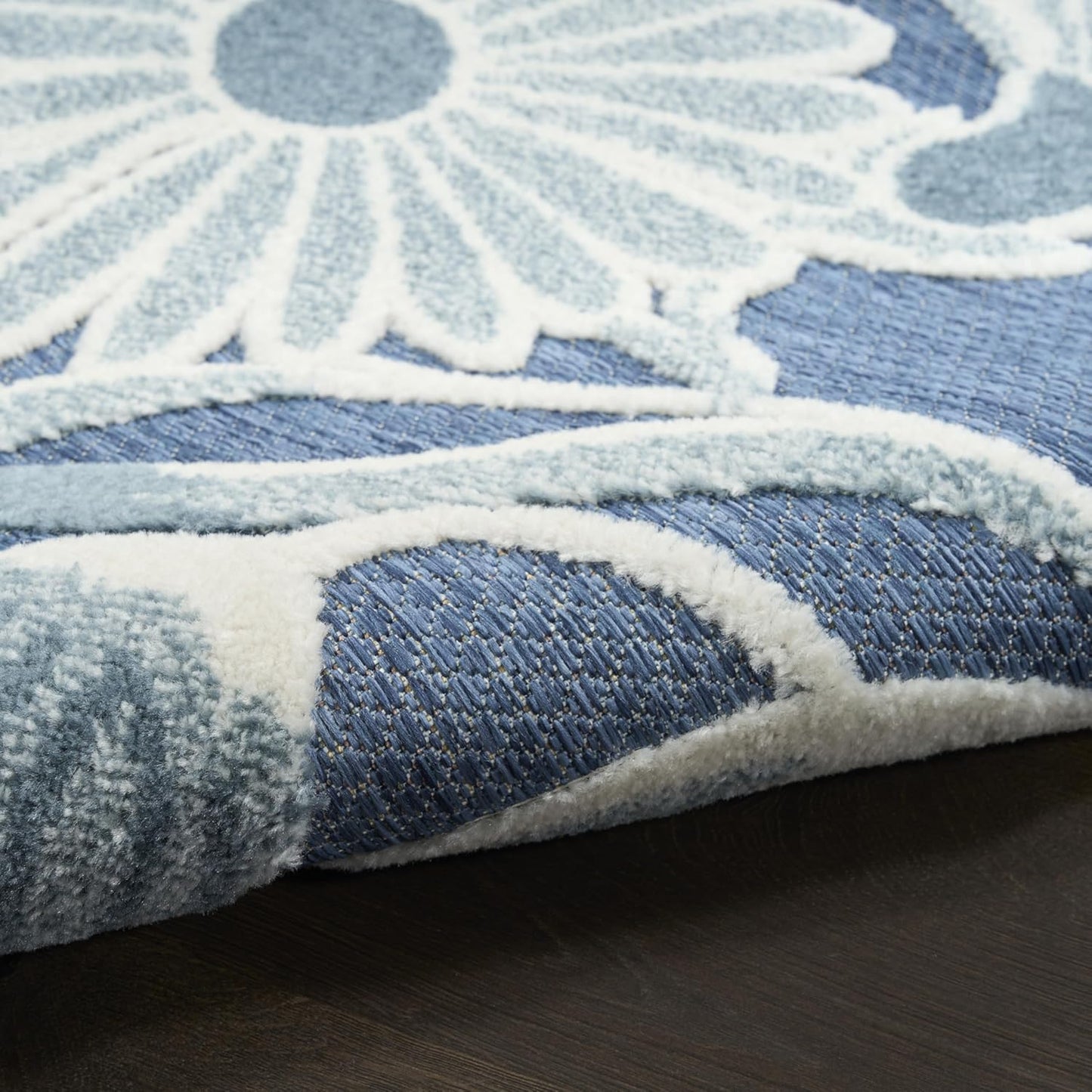 Nourison Aloha Blue 2'8" x 4' Area Rug - Easy Clean, Non Shedding, Bed Room, Living Room, Dining Room, Kitchen (3' x 4')