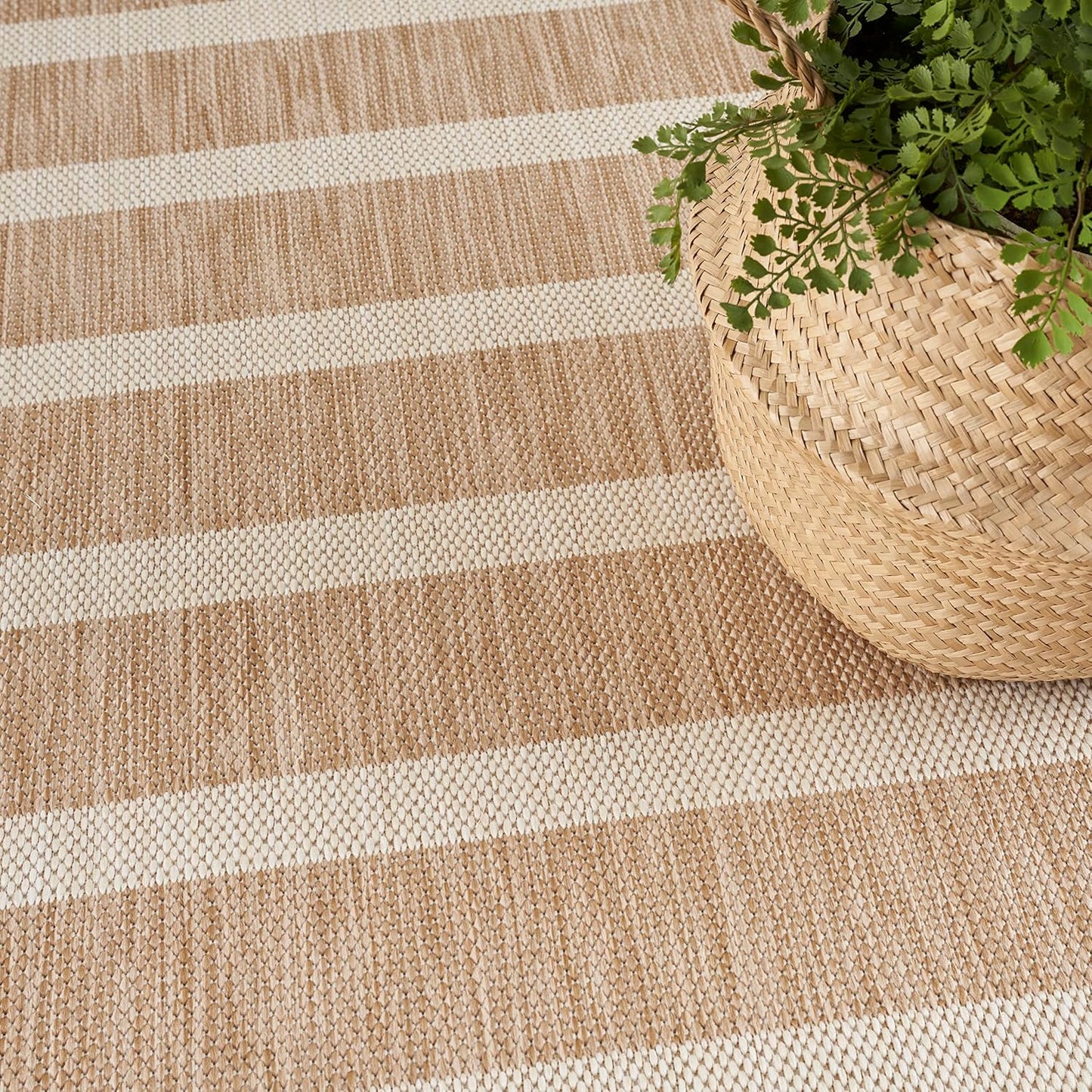 Nourison Home Positano Indoor/Outdoor Beige Ivory 4' x 6' Area Rug, Easy Clean, Non Shedding, Bed Room, Living Room, Dining Room, Deck, Backyard, Patio (4x6)