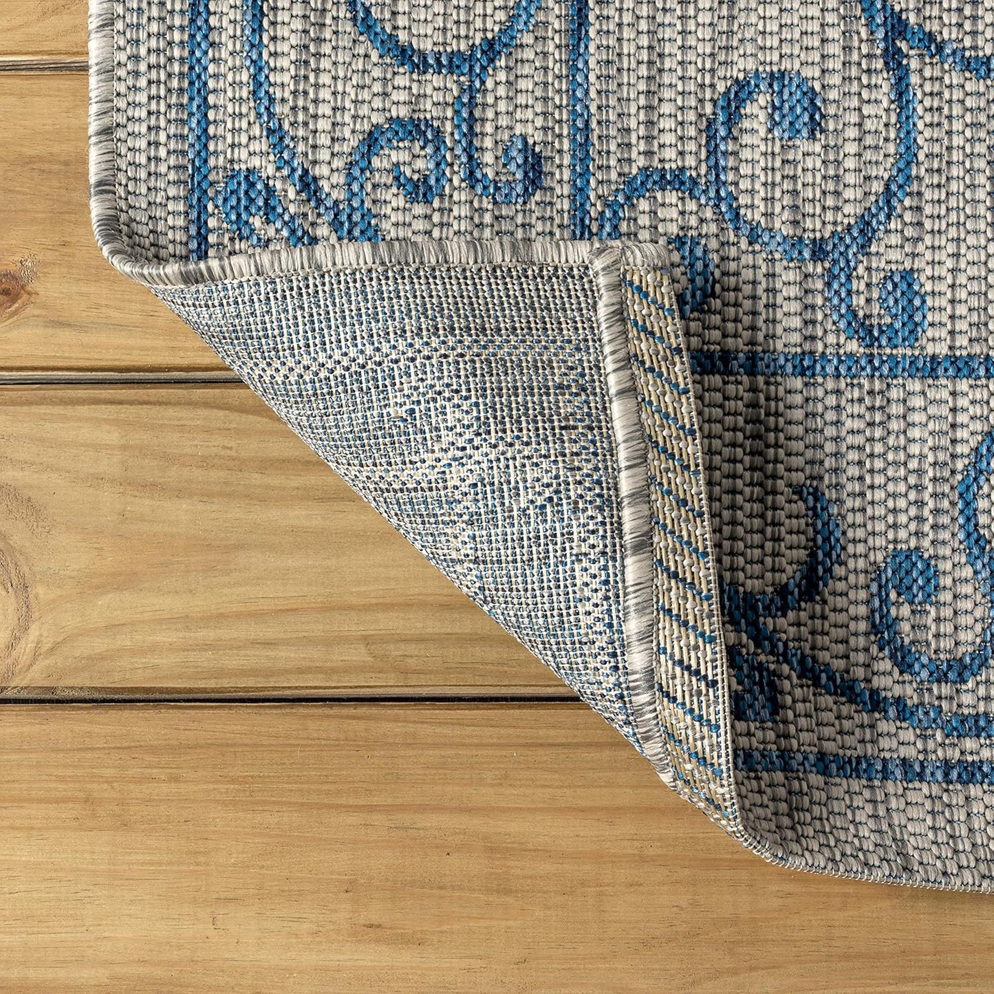 JONATHAN Y SMB106C-8R Charleston Vintage Filigree Textured Weave Gray/Navy 8' Round Indoor/Outdoor Area Rug, Pet Friendly, Non-Shedding, Stain Resistant, Easy-Cleaning for Backyard, Patio, Porch