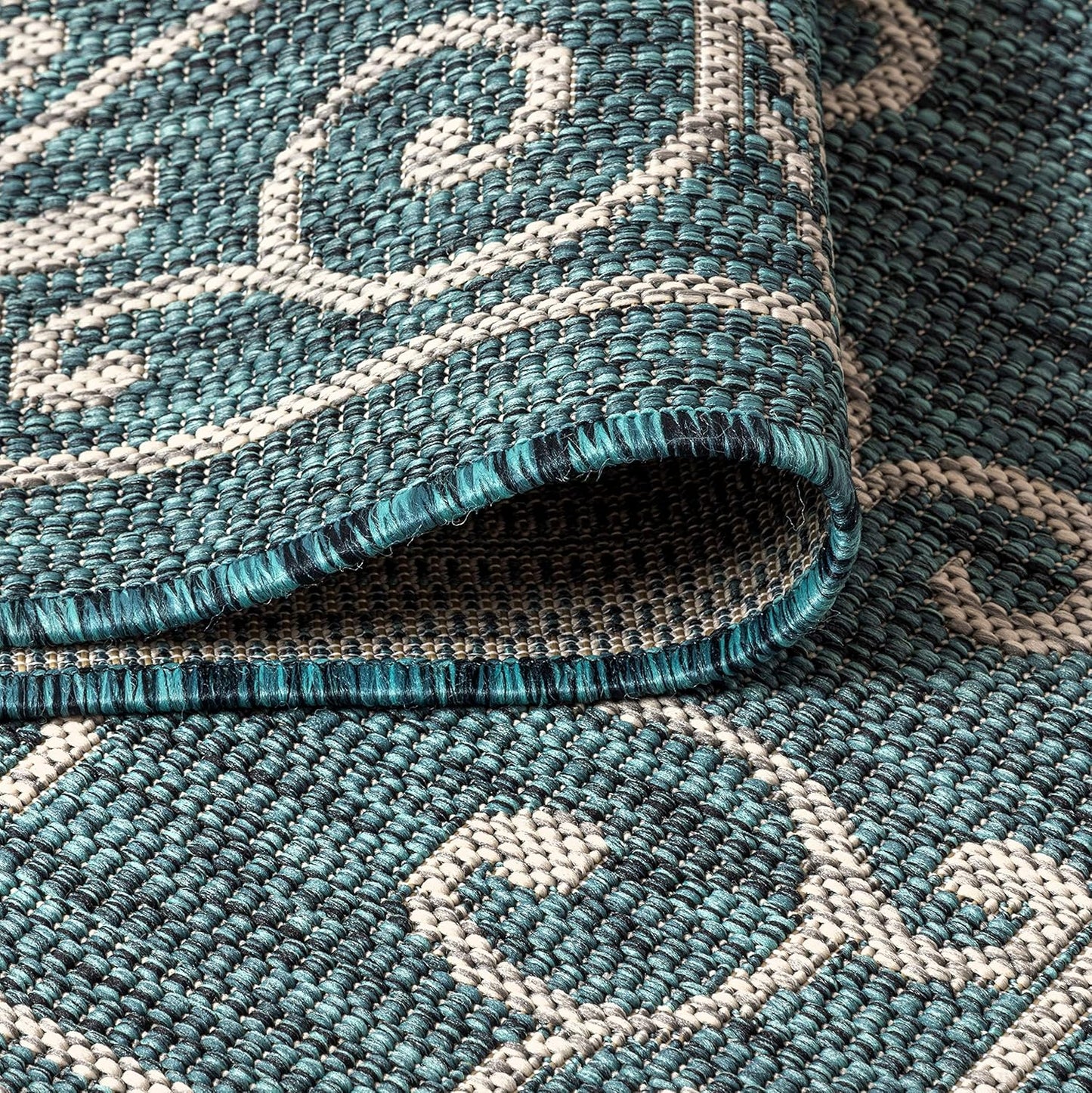 JONATHAN Y SMB106F-8TGN Charleston Vintage Filigree Textured Weave Teal/Gray 8' Octagon Indoor/Outdoor Area Rug, Non-Shedding, Stain Resistant,Fade Resistant, Easy-Cleaning for Backyard Patio, Porch