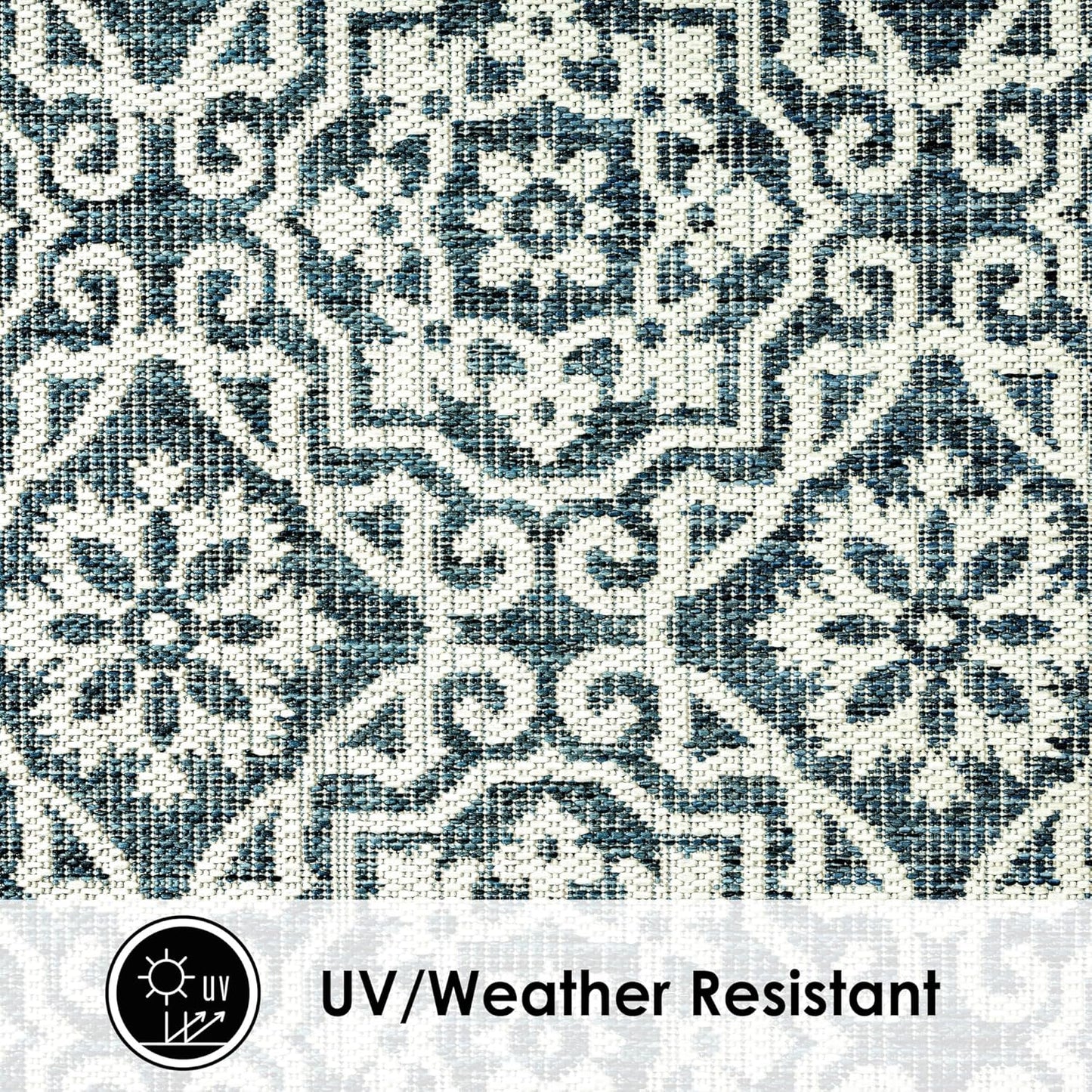 Nicole Miller New York Patio Country Julia Transitional Geometric Indoor/Outdoor Area Rug, Blue/White, 7'9"x10'2"