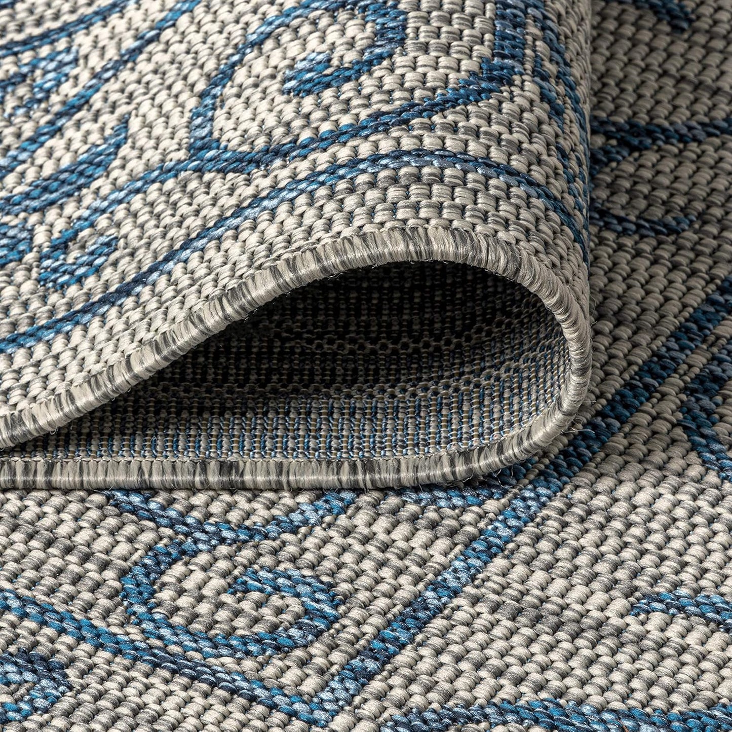 JONATHAN Y SMB106C-8R Charleston Vintage Filigree Textured Weave Gray/Navy 8' Round Indoor/Outdoor Area Rug, Pet Friendly, Non-Shedding, Stain Resistant, Easy-Cleaning for Backyard, Patio, Porch