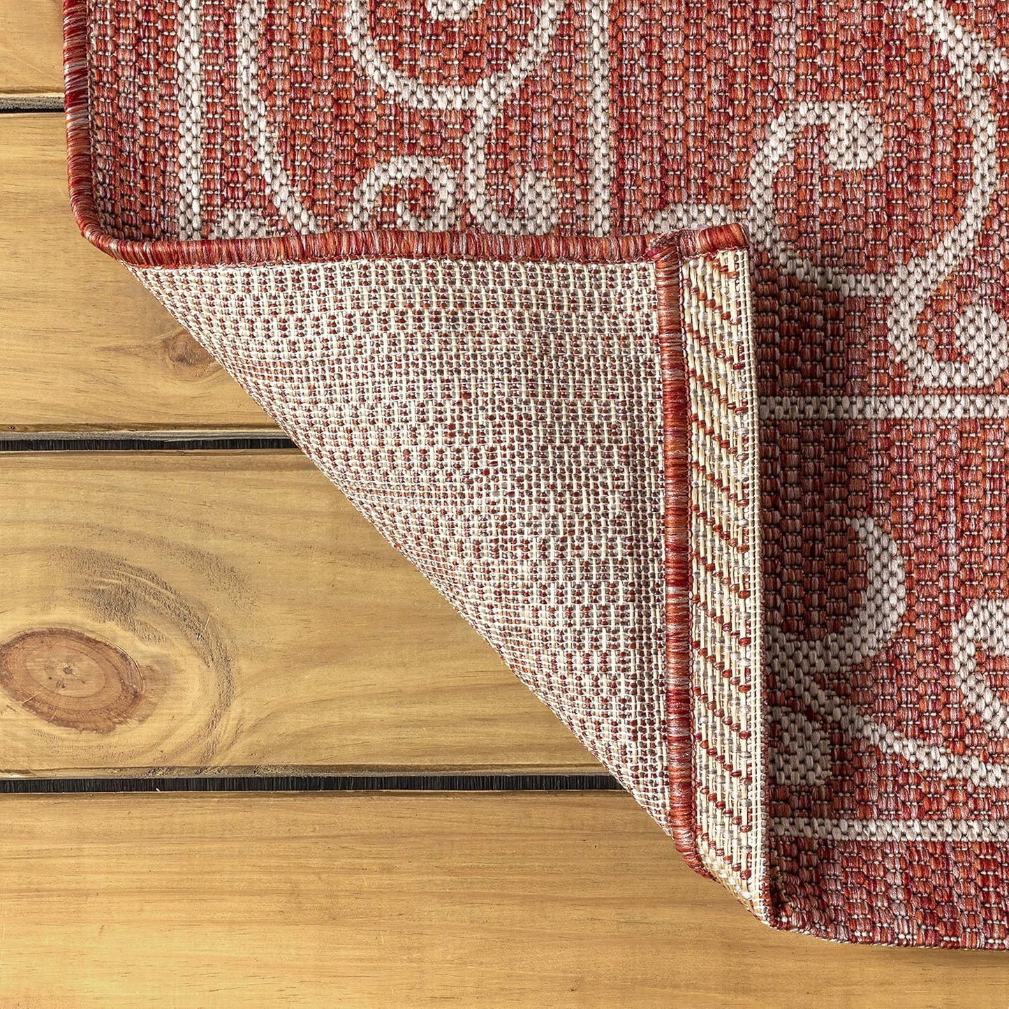 JONATHAN Y SMB106B-5TGN Charleston Vintage Filigree Textured Weave Red/Beige 5' Octagon Indoor/Outdoor Area Rug, Non-Shedding, Stain Resistant,Fade Resistant, Easy-Cleaning for Backyard Patio, Porch