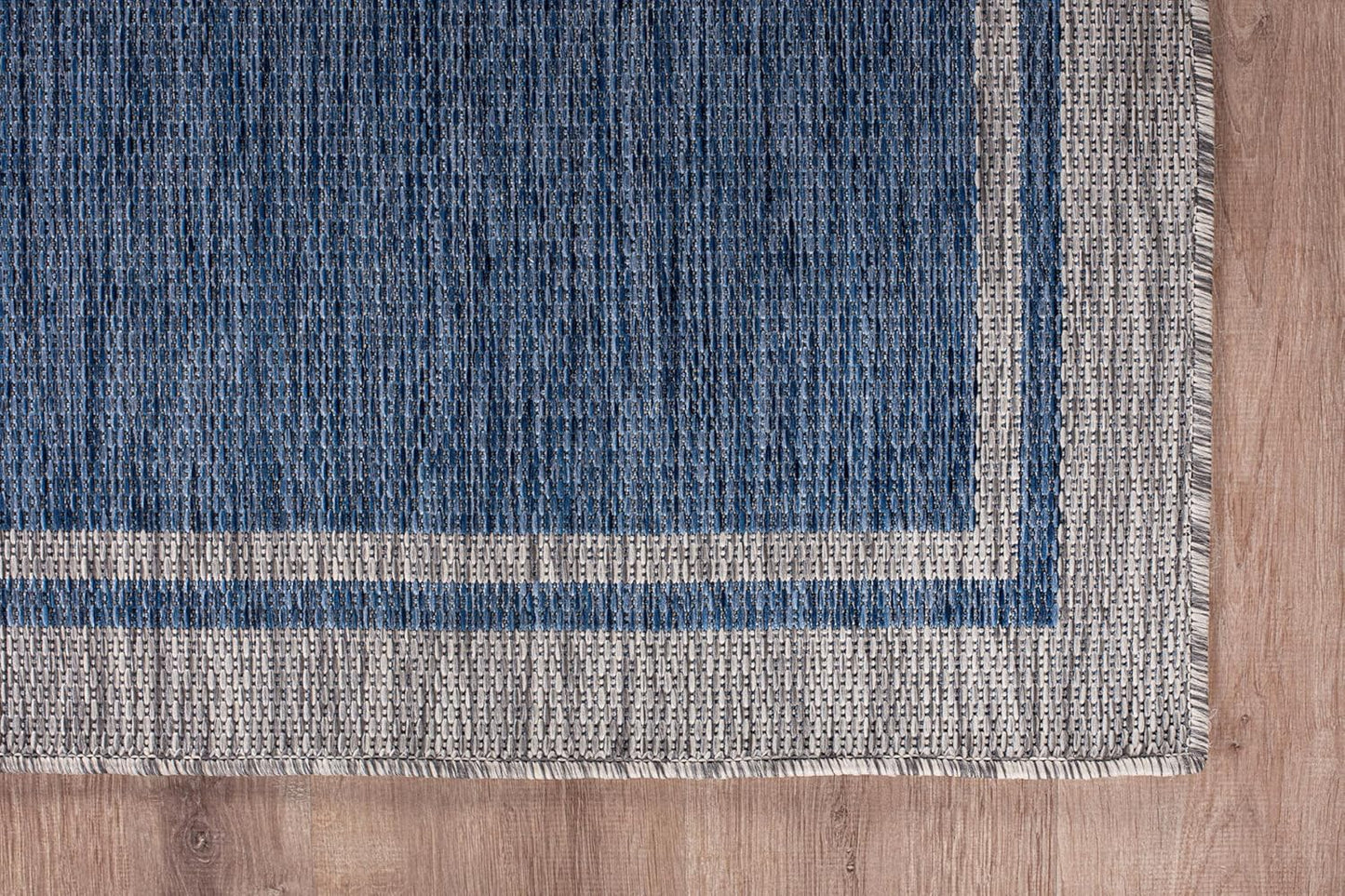 CAMILSON Outdoor Rug, 9x12 Bordered Navy Blue Gray Modern Large Area Rugs for Indoor and Outdoor Patios, Porches Waterproof Washable Porch Deck Outside Carpet (Bordered Navy, 9 x 12)