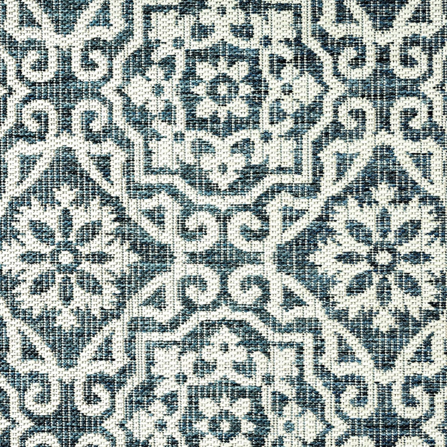Nicole Miller New York Patio Country Julia Transitional Geometric Indoor/Outdoor Area Rug, Blue/White, 7'9"x10'2"