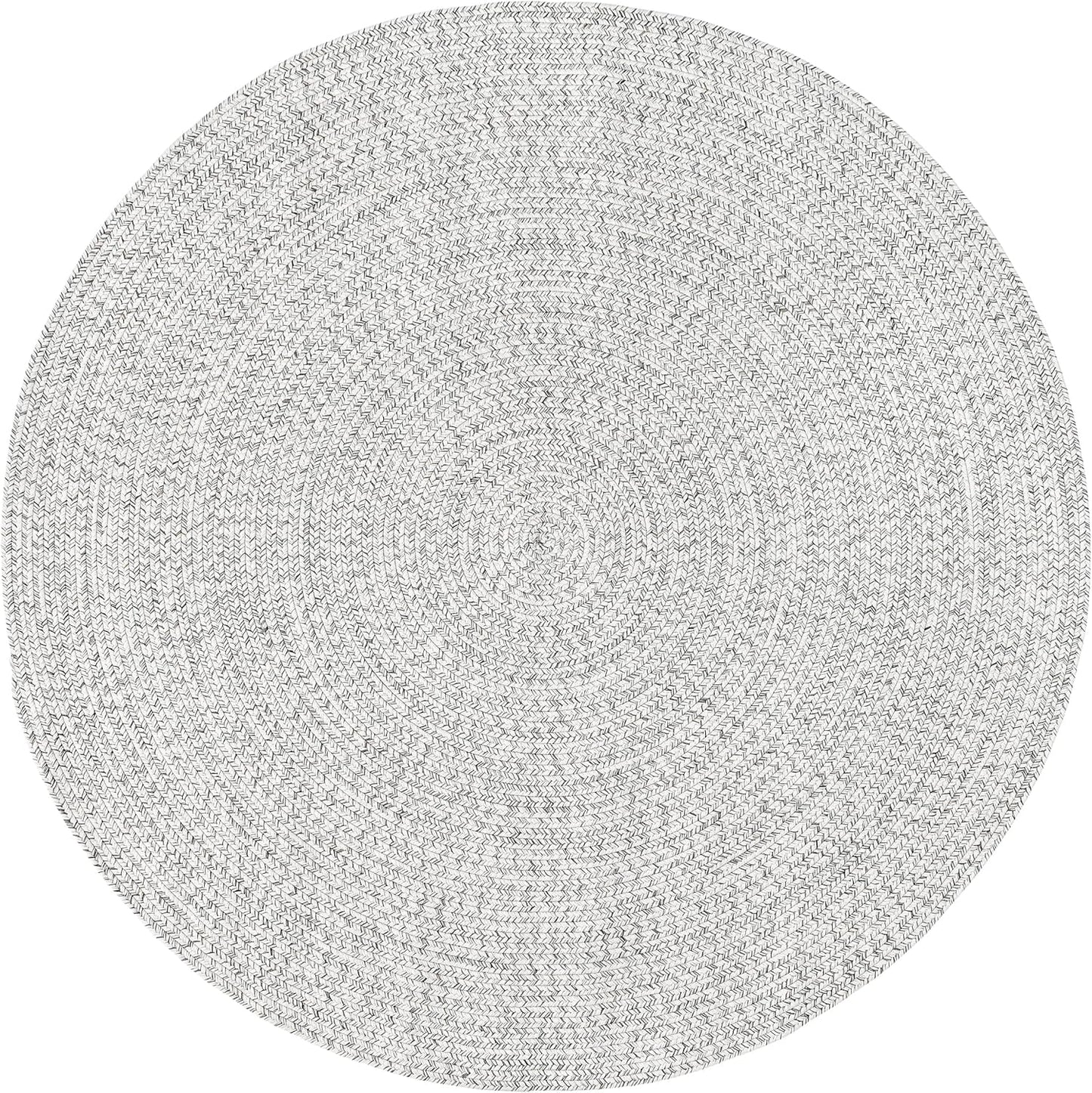 nuLOOM 8' Round Solid Hand Braided Indoor/Outdoor Area Rug, Pet-Friendly, High Traffic, Weather Resistant, for Patio, Balcony, Bedroom, Living, Dining Room, Wynn Ivory