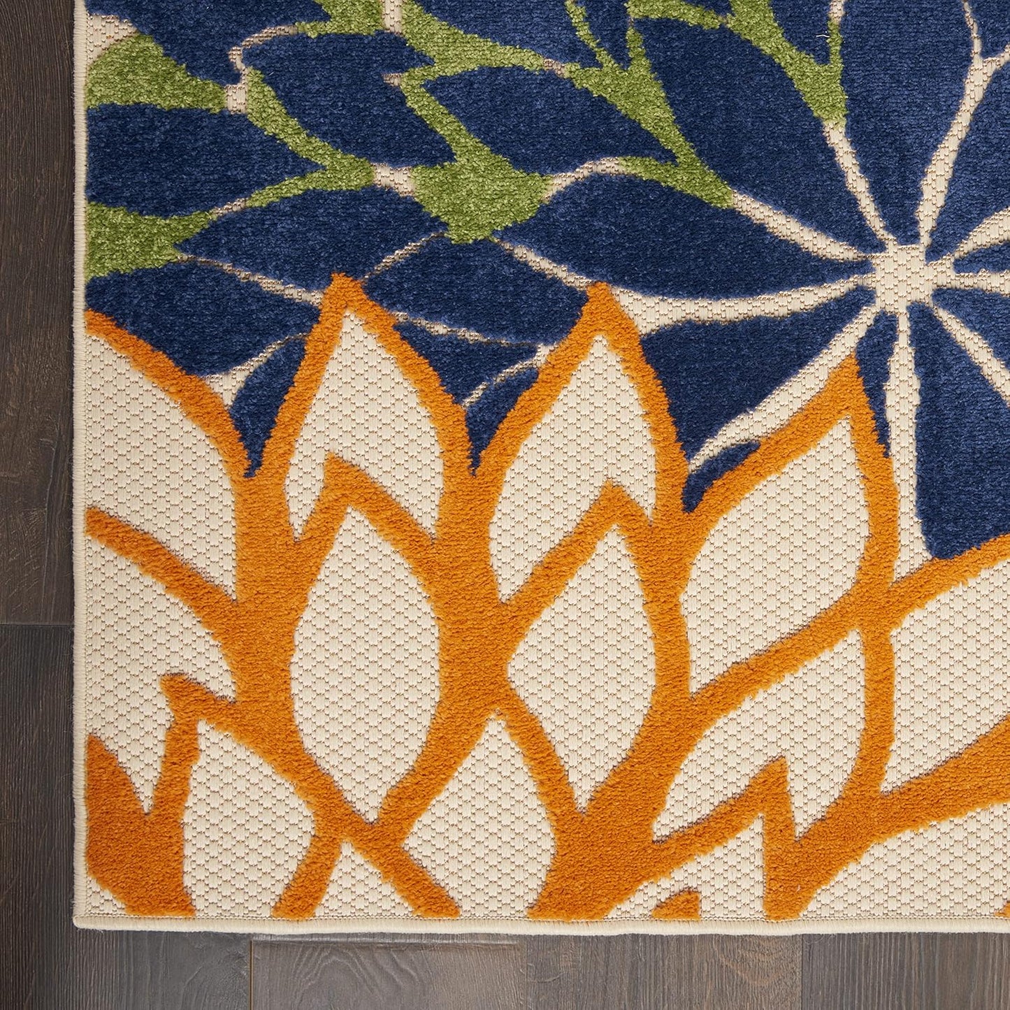 Nourison Aloha Indoor/Outdoor Multicolor 3'6" x 5'6" Area-Rug, Tropical, Botanical, Easy-Cleaning, Non Shedding, Bed Room, Living Room, Dining Room, Deck, Backyard, Patio (3x5)