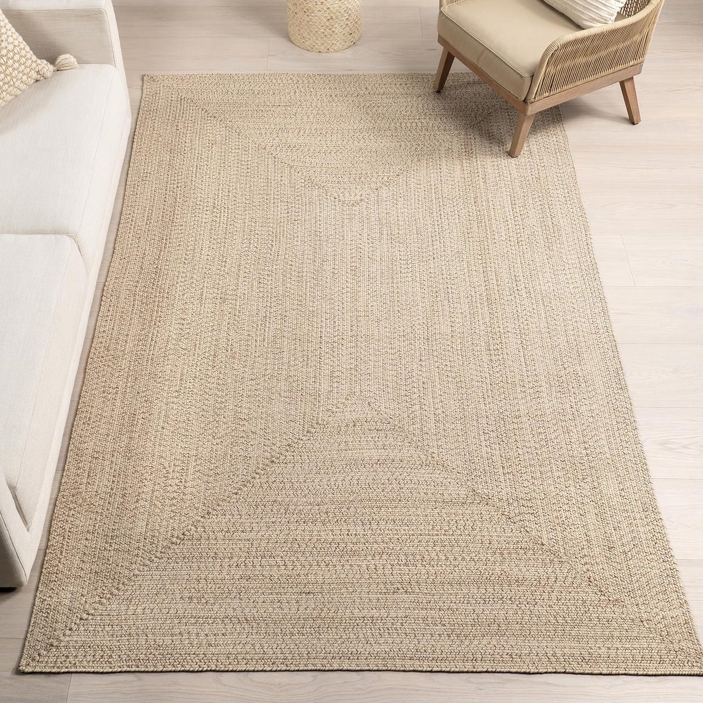 nuLOOM 2' x 18' Solid Hand Braided Indoor/Outdoor Area Rug, Pet-Friendly, High Traffic, Weather Resistant, for Patio, Balcony, Bedroom, Living, Dining Room, Wynn Tan