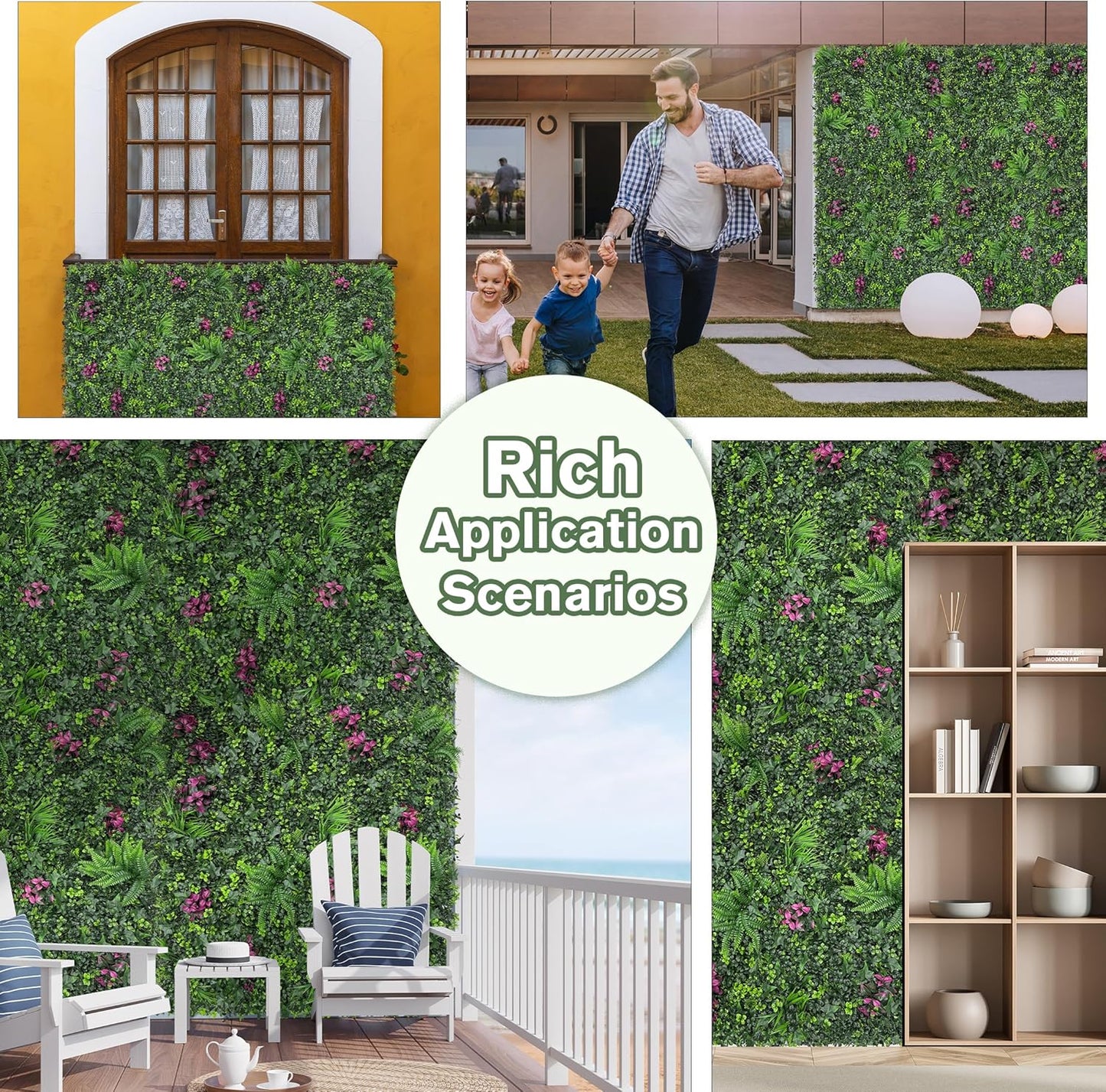 Greenery Grass Wall Boxwood Plant Roll: 60"x128"(53.5 SQFT) with UV Resistant Green Leaves Faux for Interior Panel, Greenery Backdrop,Garden and Indoor Outdoor Wall&Fence Covering Privacy